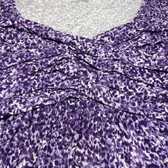 Jessica London Purple Print Tunic Top V Neck Short Sleeve Casual Plus Size 22/24 - Picture 4 of 7